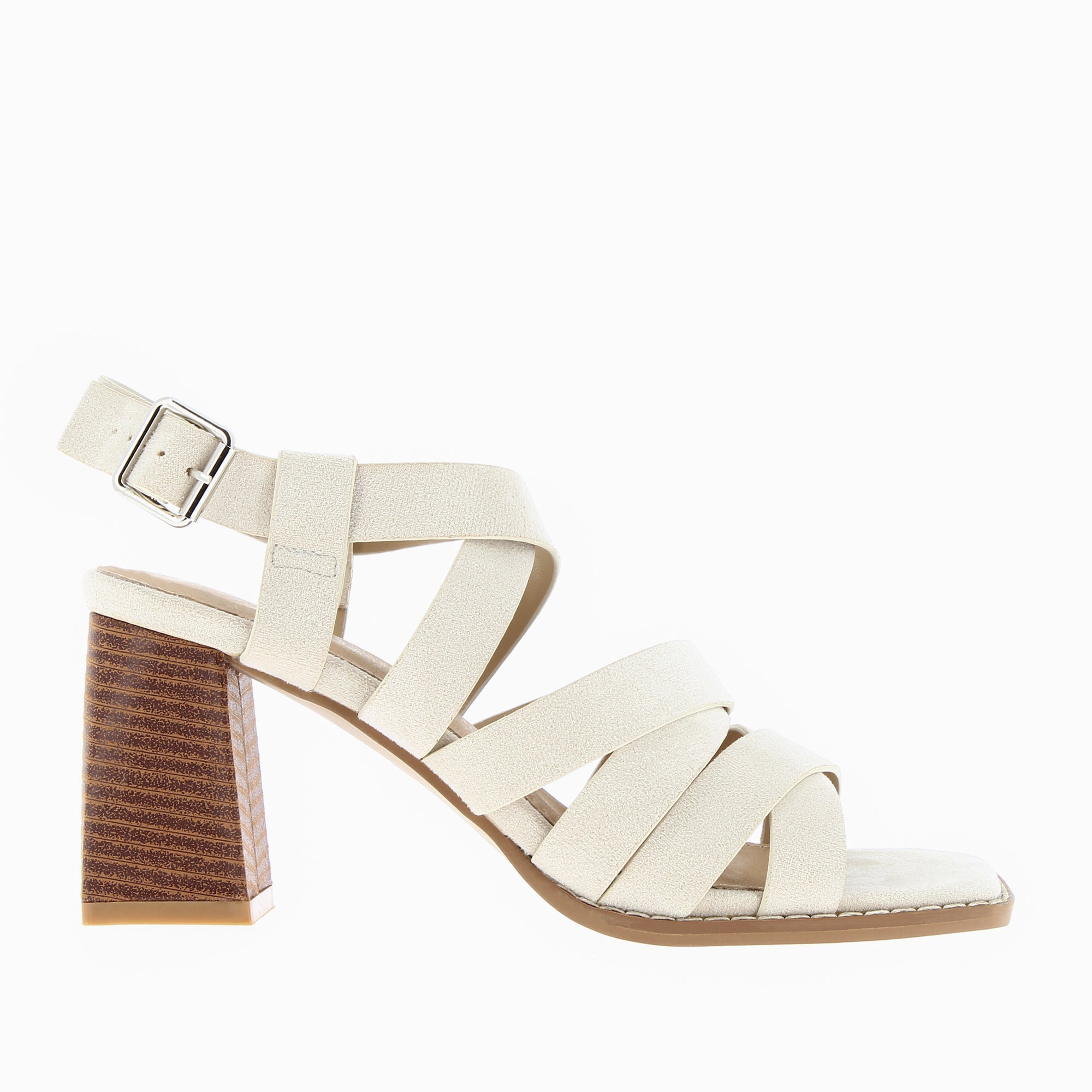 Sandales à talon, Compensées-Sandales Carrie beige clair à multibrides croisées et talon haut