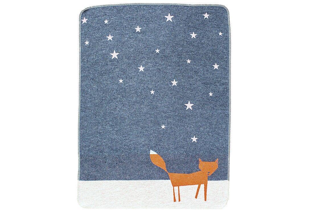 FUSSENEGGER Babydecke KiDs Fuchs unter Sternen grau/rosa