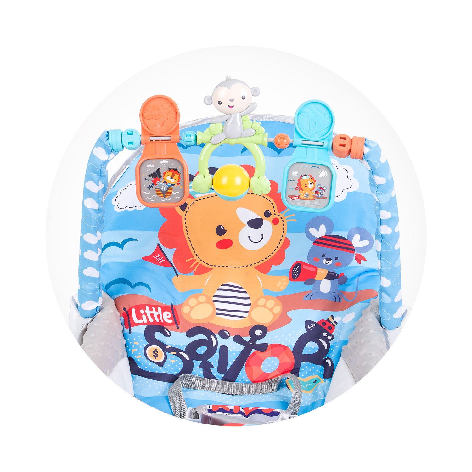 Chipolino Babywippe Baby Spa 2 in 1 elektrisch Stuhl Schaukelfunktion Spielbogen blau
