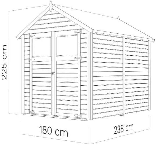 Gerätehaus Alisha aus Fichten-Holz, Gartenhaus mit 14mm Wandstärke, Holzhaus inklusive Montagematerial, Geräteschuppen Größe: 202 x 252 cm, Satteldach
