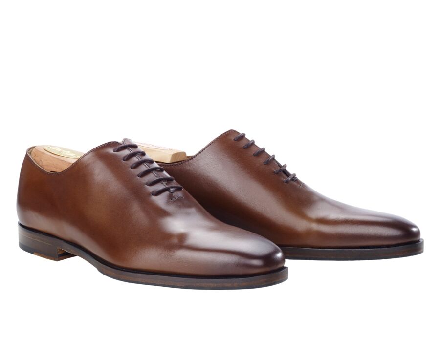 Richelieu homme Châtaigne Patiné semelle cuir avec patin - BELLAGIO PATIN