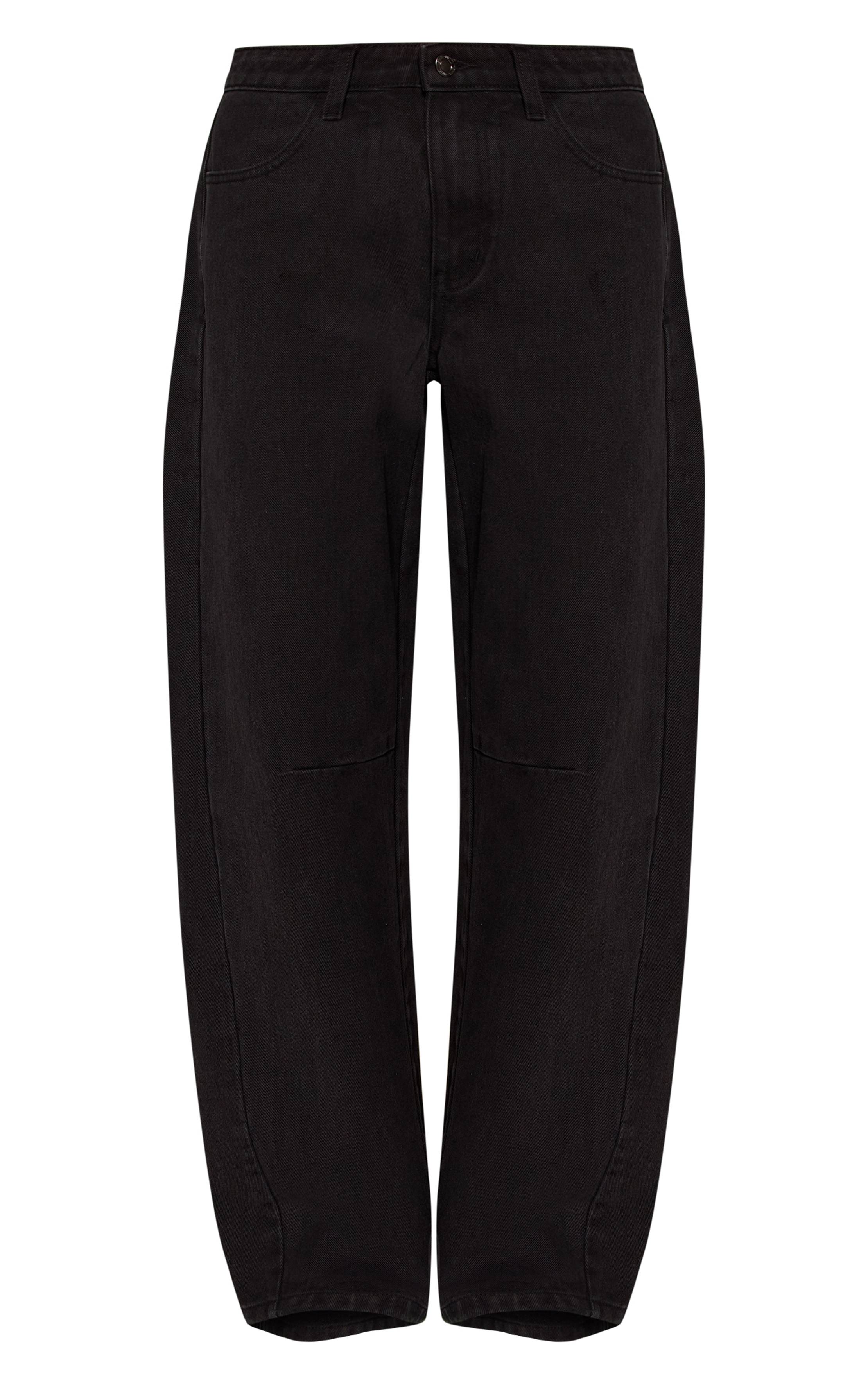 Noir Jean Barrel Taille Basse Avec Détails De Coutures