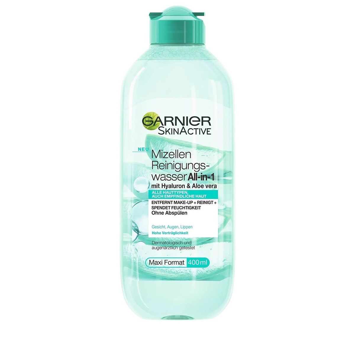 GARNIER Skin Mizellen Reinigungswasser All-in-1<br>400 ml, Flasche, flüssig, mit Hyaluron und Aloe Vera