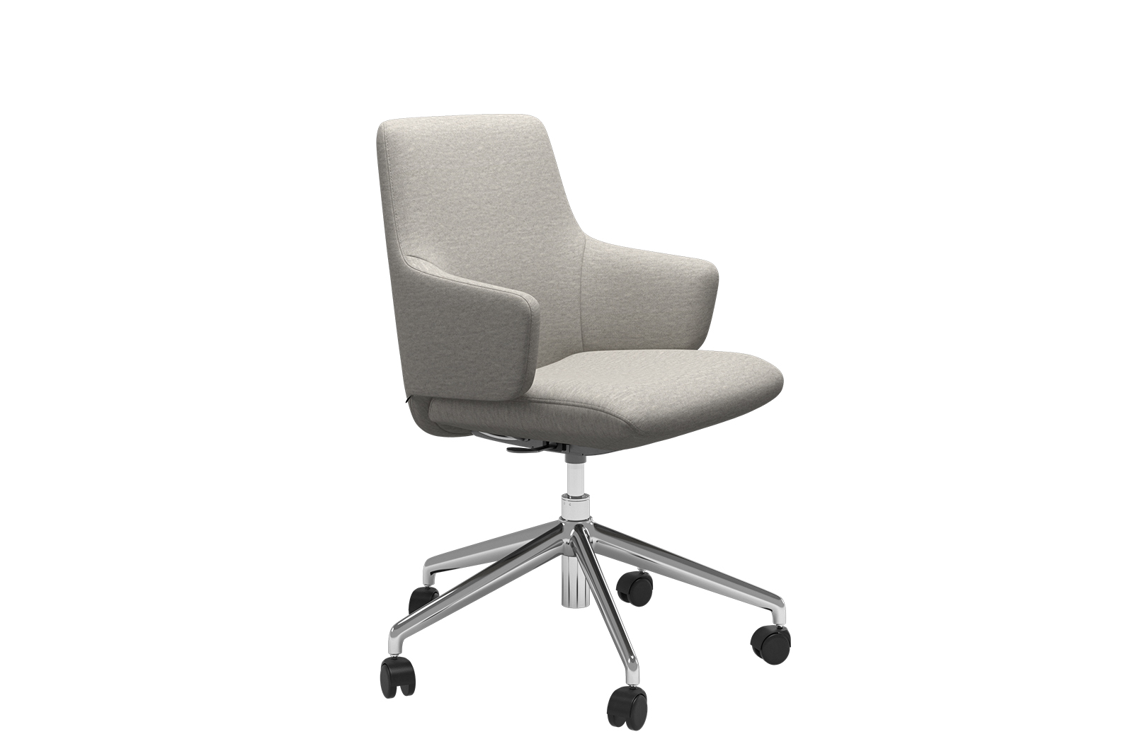 Stressless® Basil Lav spisestol m/arm Office Tekstil Mirage Beige med polert office understell. Large. Vaskbart trekk
