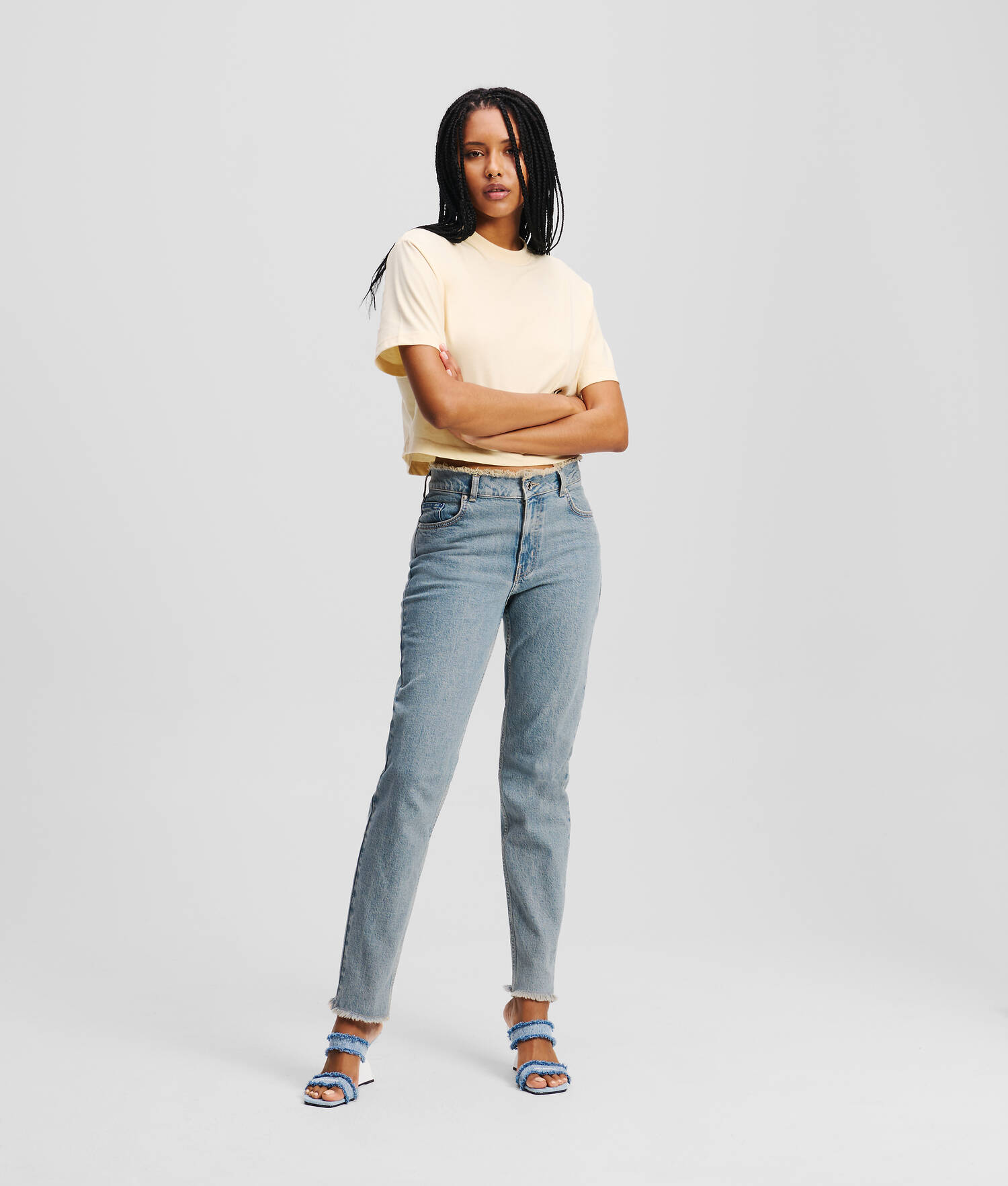 JEAN MOM - Bleu moyen lavé teinté