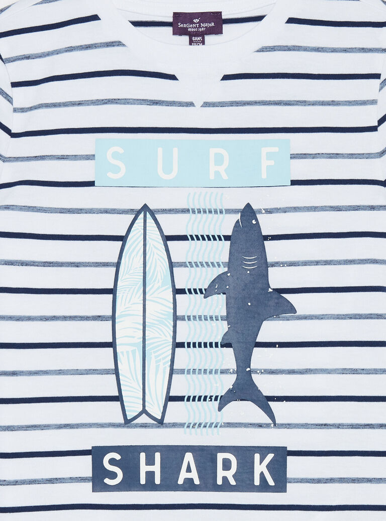 T-shirt bleu à imprimé à rayures