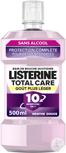 Listerine Total Care Bain De Bouche 10en1 Sans Alcool Goût Plus Léger Flacon 500ml