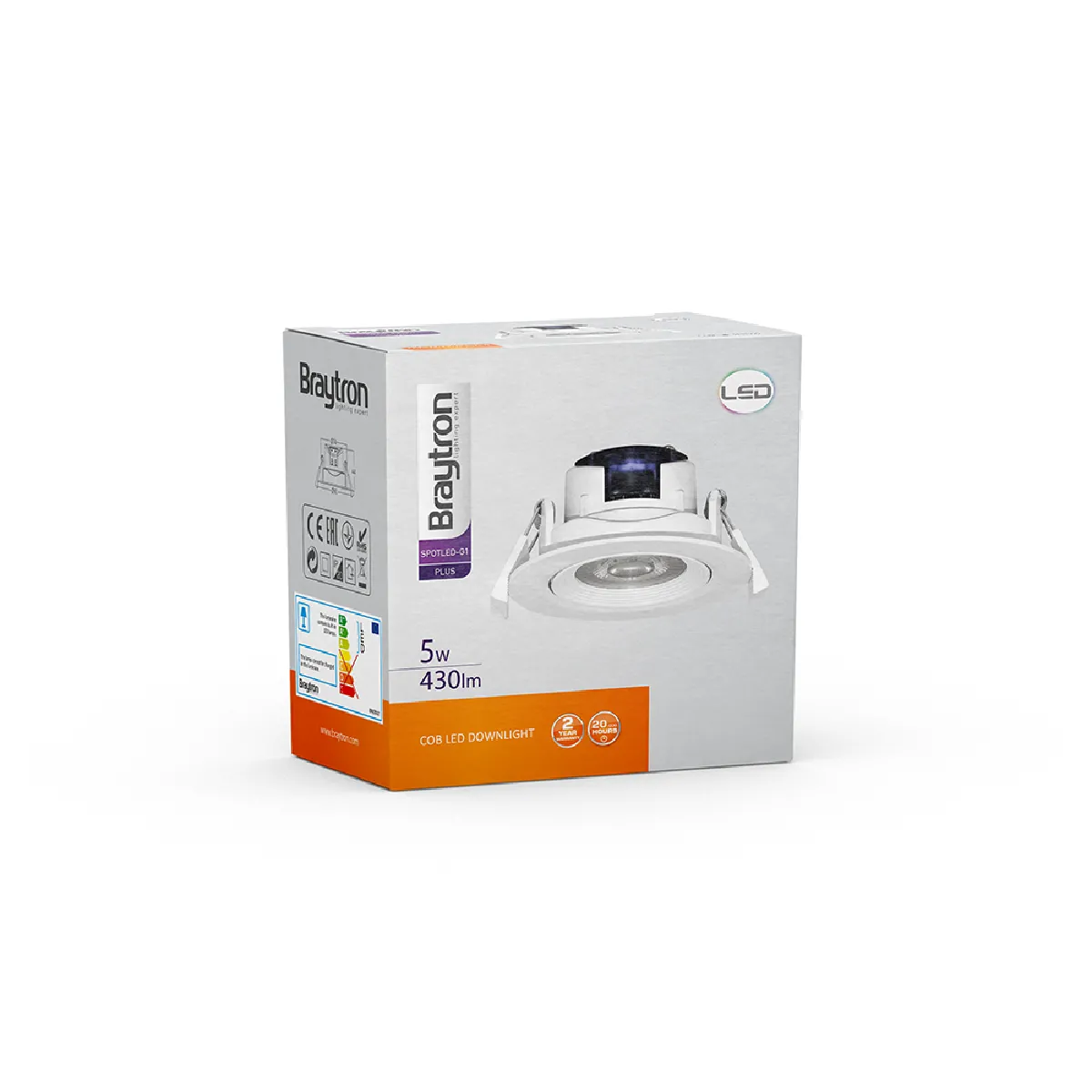 Braytron Spot LED Encastrable - Rond Blanc 5W 3000K