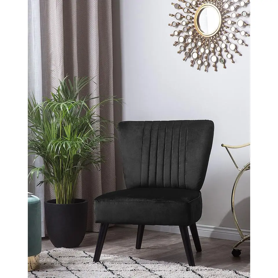 VAASA - Fauteuil - Zwart - Fluweel