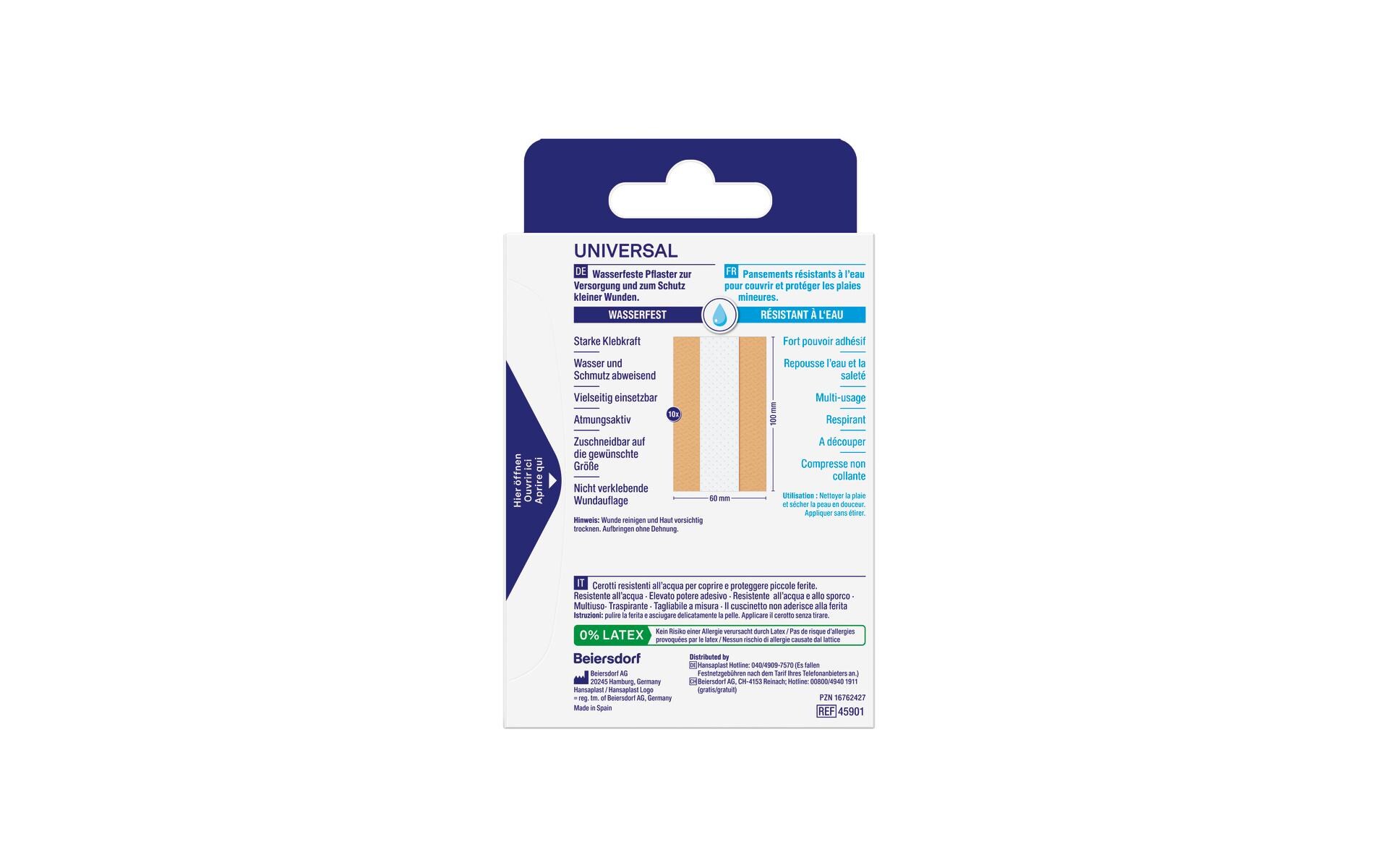 Wundpflaster Universal 10 cm x 6 cm 10 StückWasserabweisendes Pflaster zum Zuschneiden