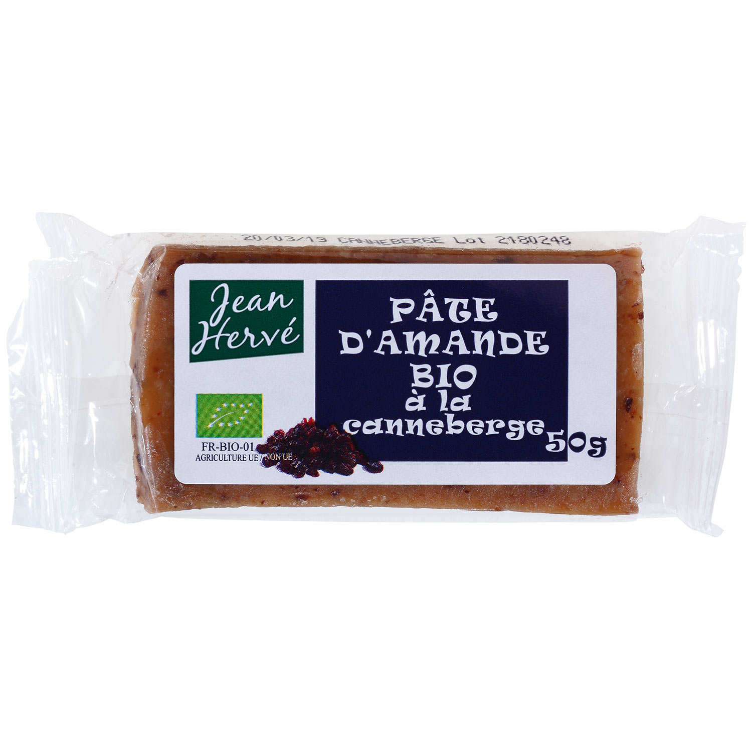 Pâte d'amande aux cranberries bio