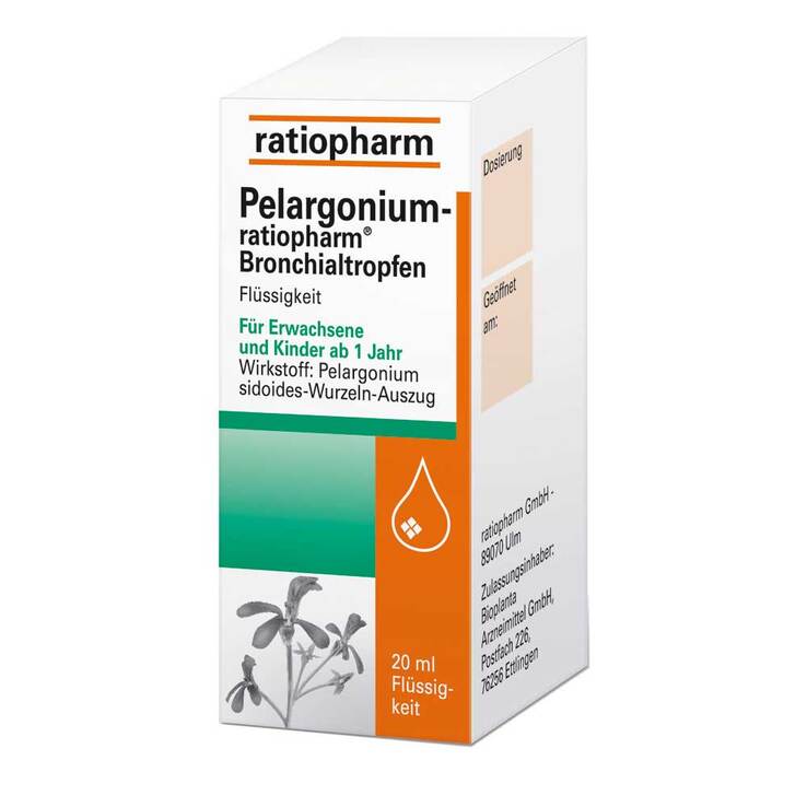 Pelargonium ratiopharm Bronchialtropfen, 20 ml