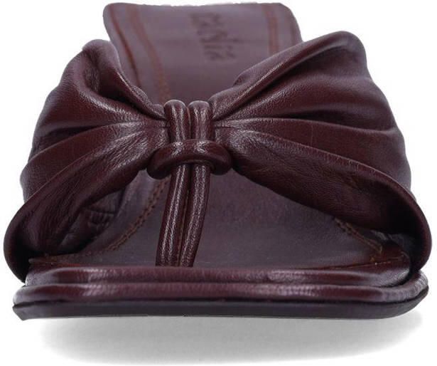 Sacha Dames Bordeaux leren slippers met hak