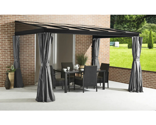 SOJAG St. Barth 10x14 terrasoverkapping inclusief sneeuwlastdragers, hor en gordijn 424 x 296 cm antraciet