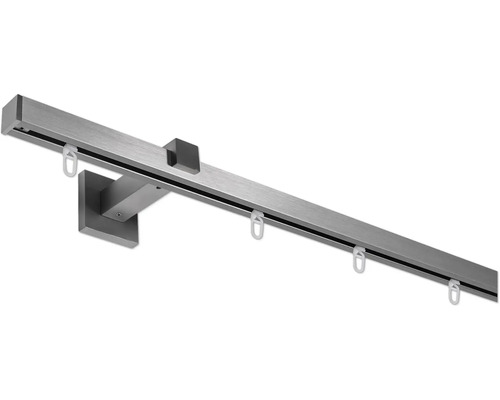 Gordijnroedeset, binnenrail, vierkant, RVS-look, 160 cm, 20 x 20 mm