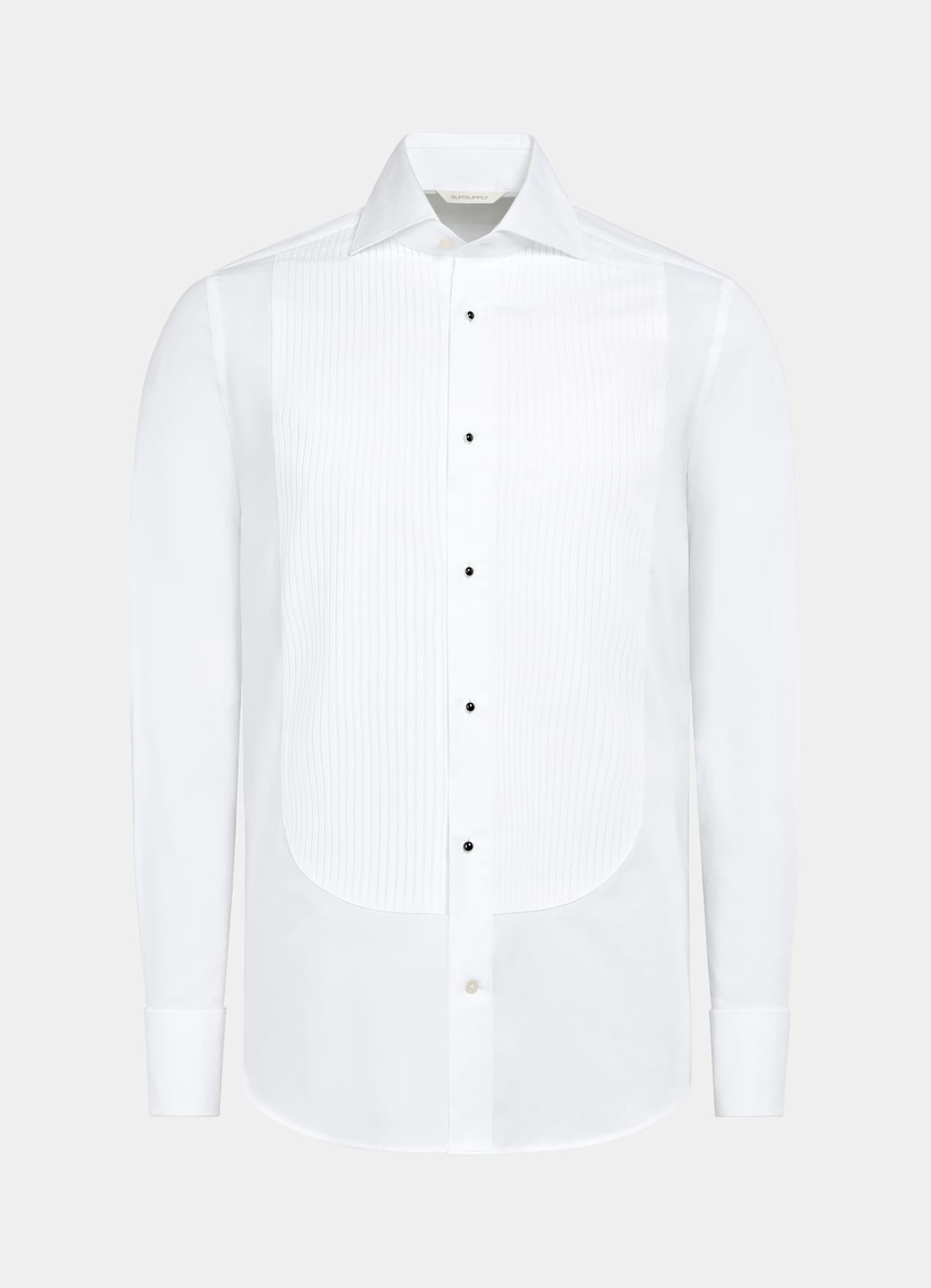 Chemise de smoking plissée coupe ajustée blanche
