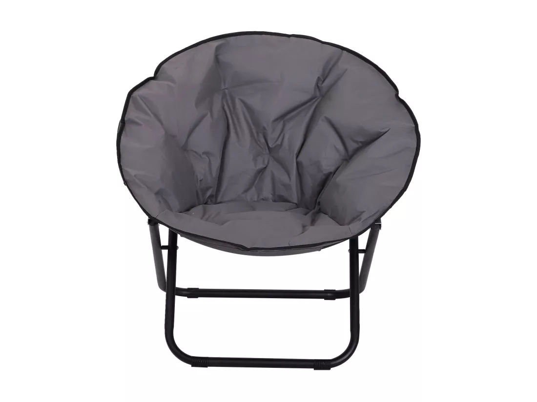 Loveuse fauteuil rond de jardin fauteuil lune papasan pliable grand confort 80L x 80l x 75H cm grand coussin fourni oxford gris