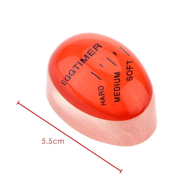 (5.5cm) Eieruhr zum Mitkochen Küchen Gadget Wiederverwendbarr Egg Timer mit Farbwechsel 3 Härtegrade - Rot