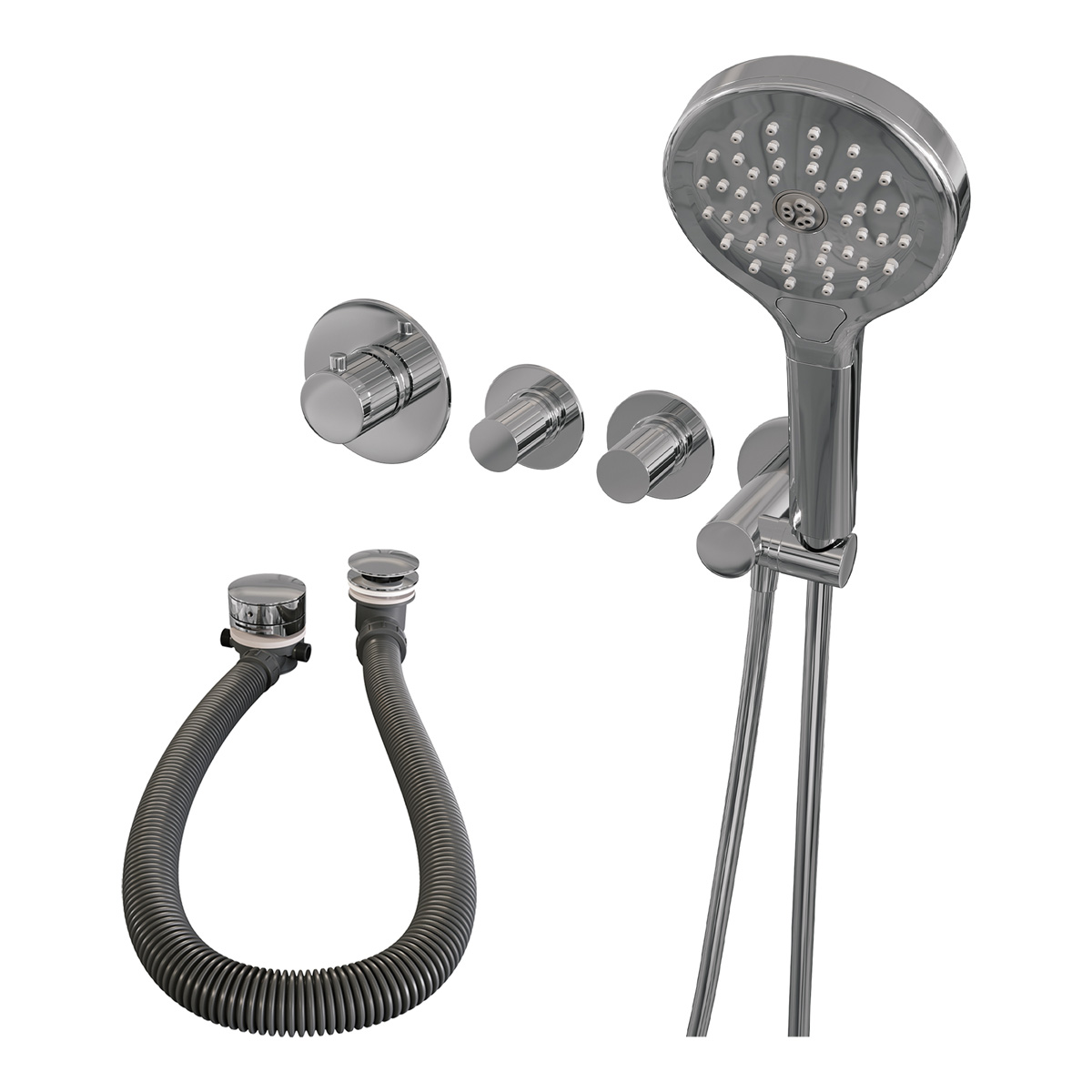 Brauer Stripe inbouw badkraan met badvulcombinatie en 3 standen handdouche chroom