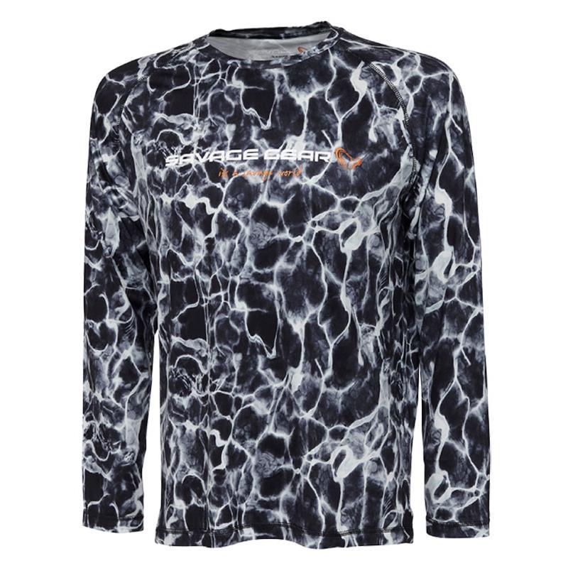 Tee Shirt Manches Longues Homme Savage Gear Sleeve Black Waterprint - Noir
