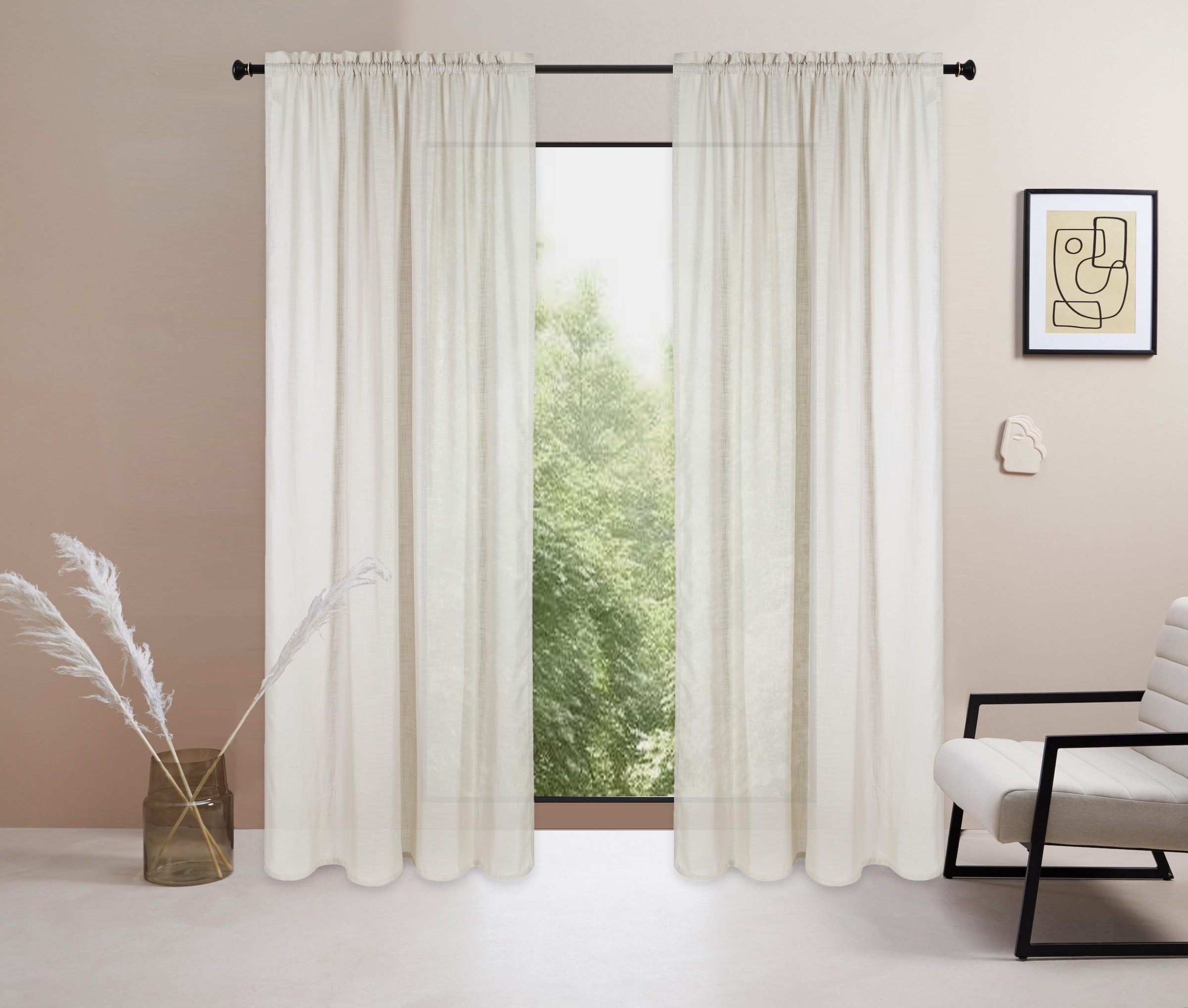 LeGer Home by Lena Gercke Gardine »Marusha« Stangendurchzug 1 Stk. tlg. 1 Schal, Leinenoptik, gewebt, verschiedene Grössen,