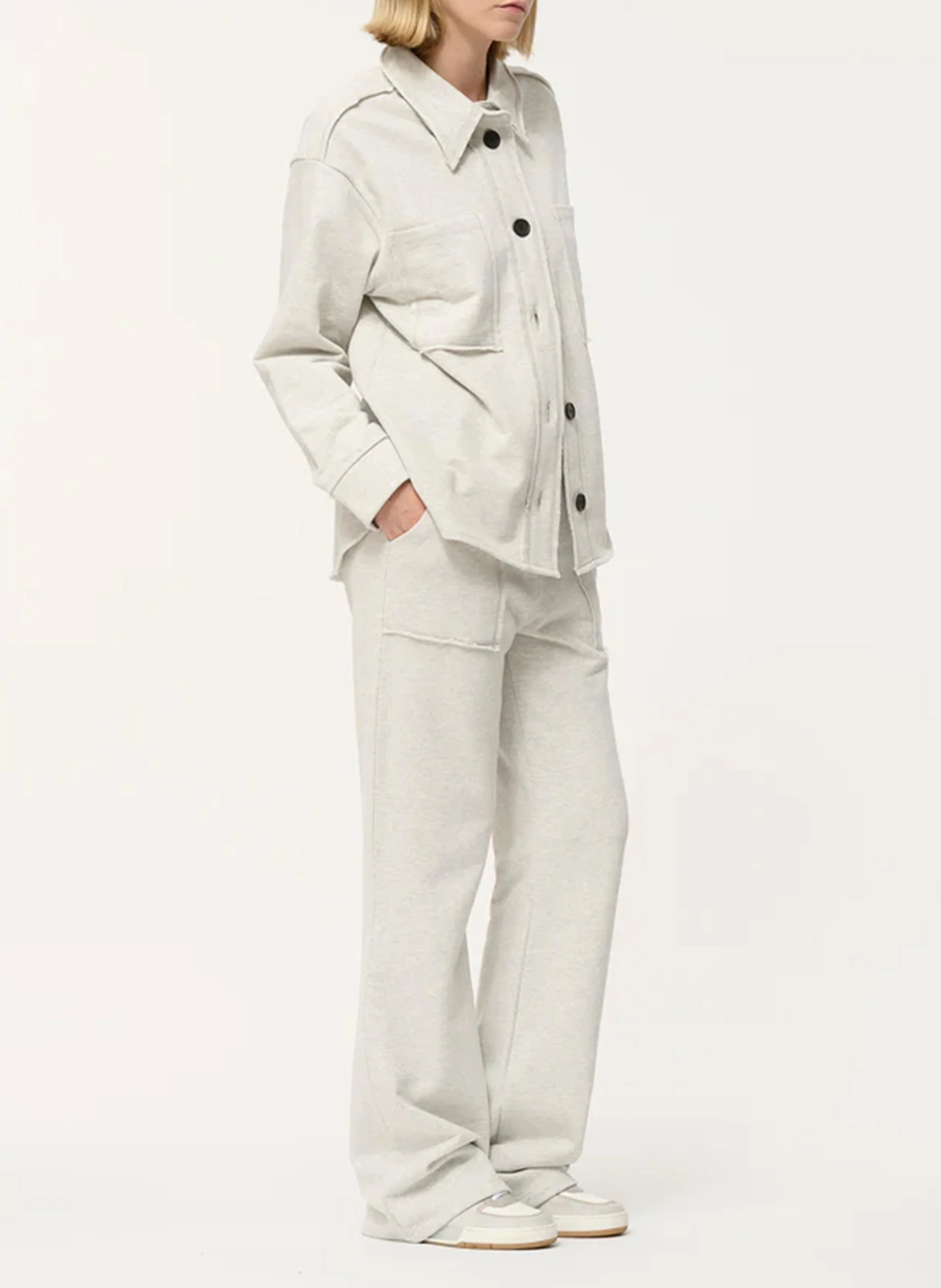 Surchemise col classique en coton mélangé | Blanc