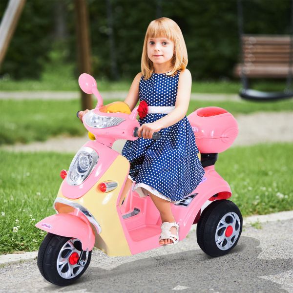 HomCom Mota Elétrica Infantil Mota a Bateria 3-8 A - Rosa
