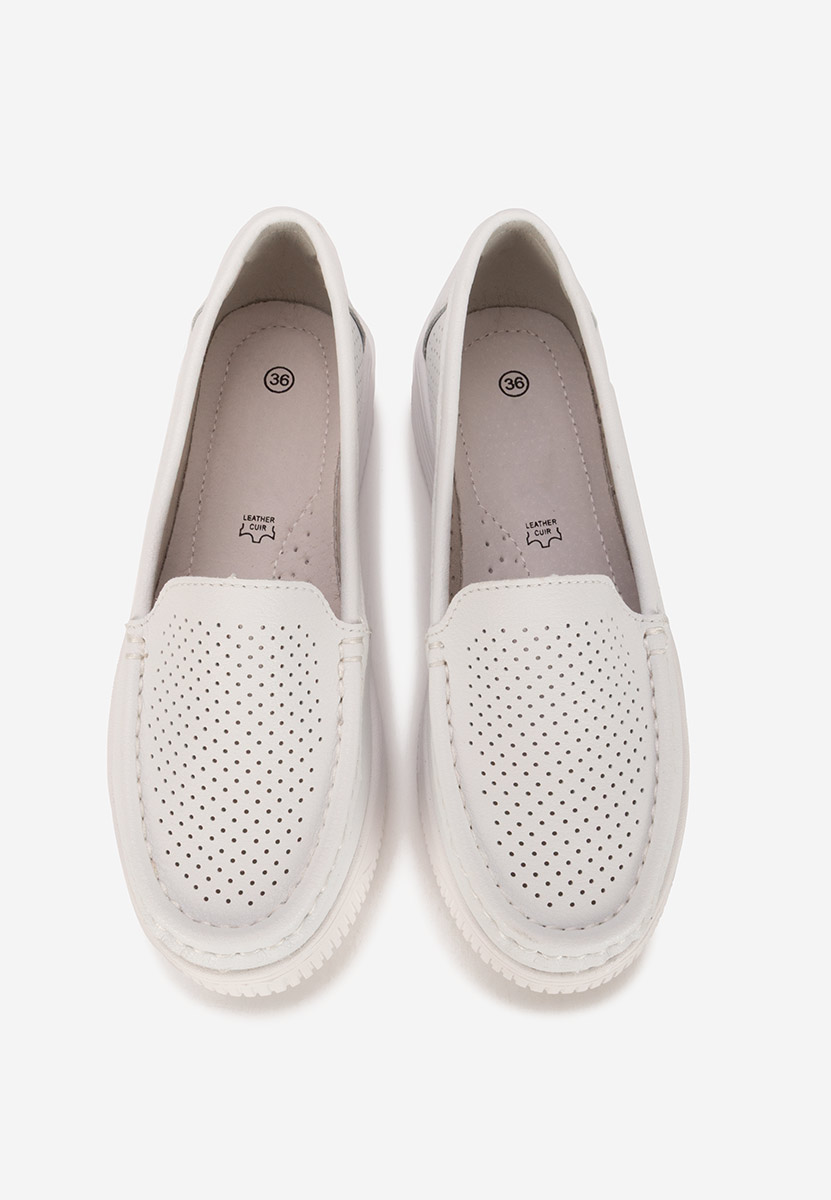 Mocassins femme en cuir blancs Sabiria