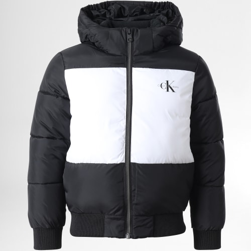 Doudoune Capuche Enfant Color Block 1332 Noir Blanc