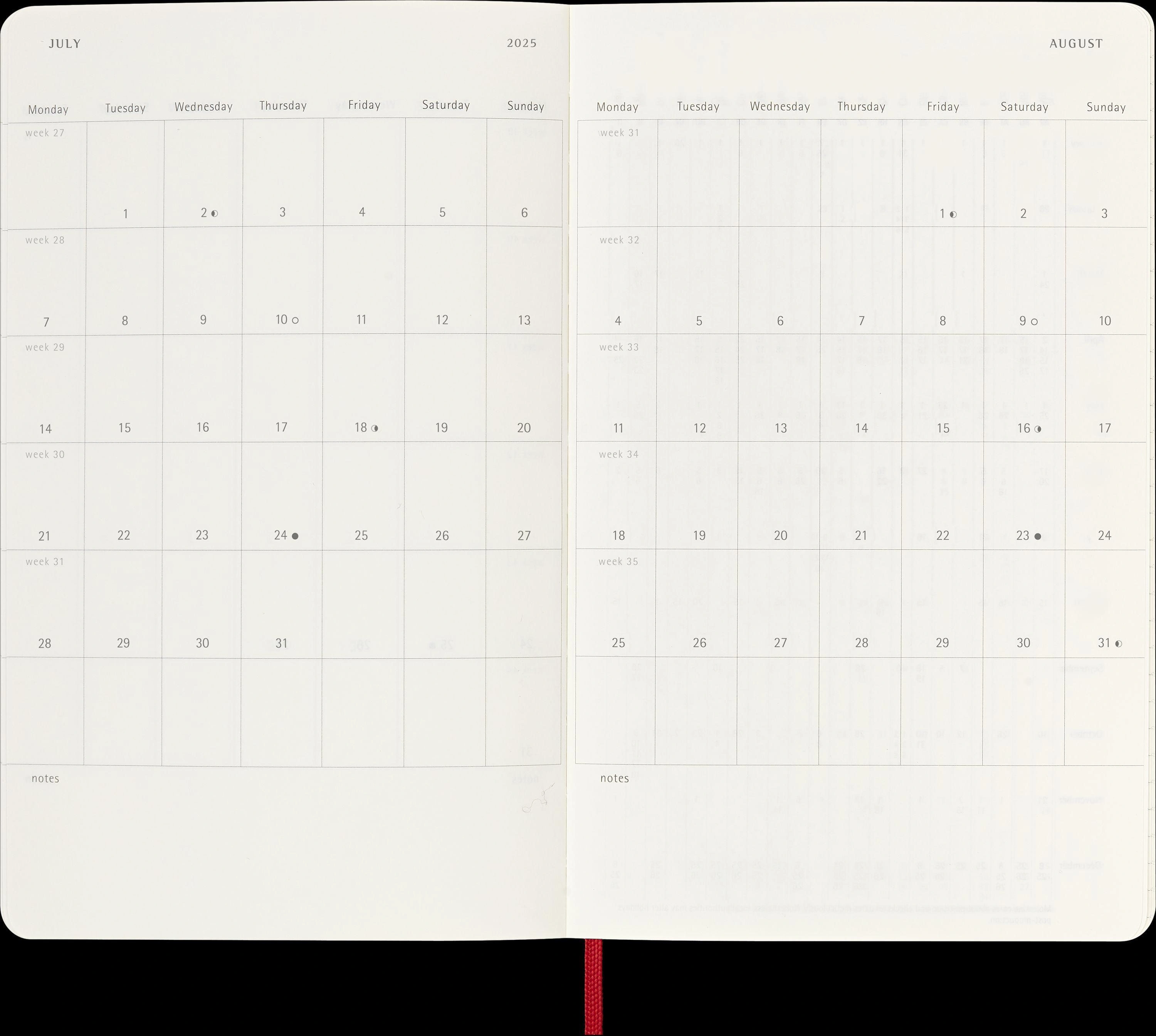Moleskine 12 Monate Wochen Notizkalender 2025, Large/A5