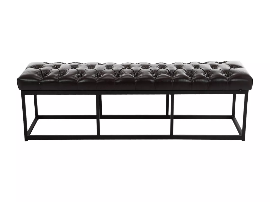 Banquette - Similicuir & Métal noir mat - Marron - Amun