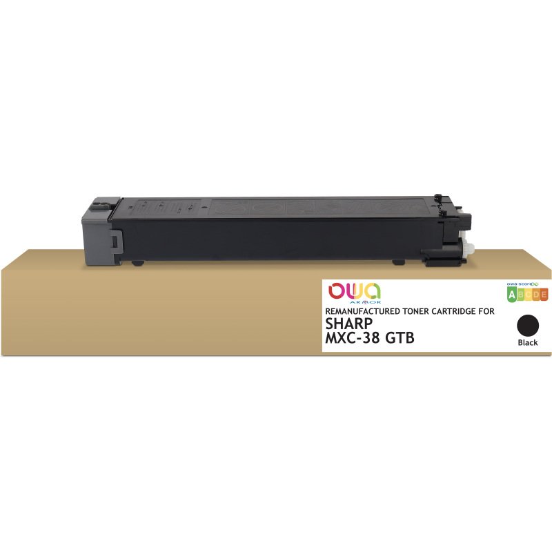 Toner remanufacturé OWA - standard - Noir - pour SHARP MXC-38GTB, SHARP MXC-38GTB