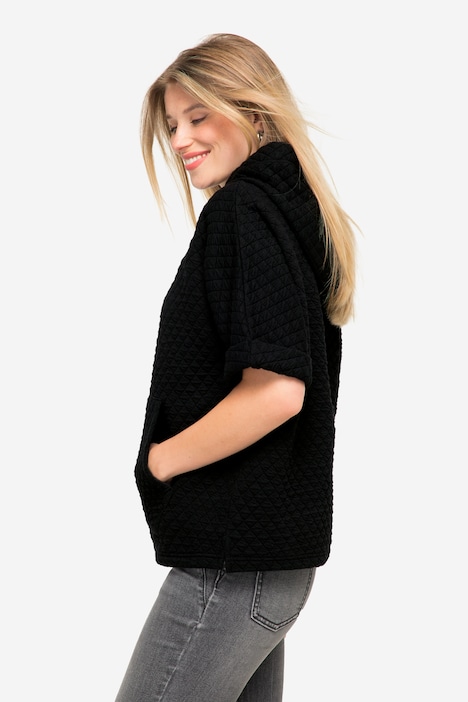 Sweat-Pullunder, Waffel-Jacquard, Kapuze, Kängurutasche, OEKO-TEX