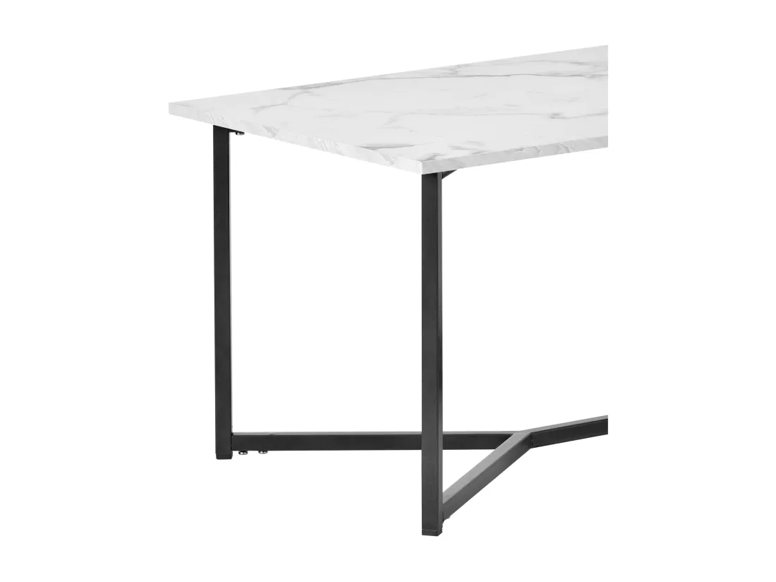 Table basse rectangulaire moderne, table d'appoint en bois MDF, effet marbre, blanc, 106 x 55 x 45 cm