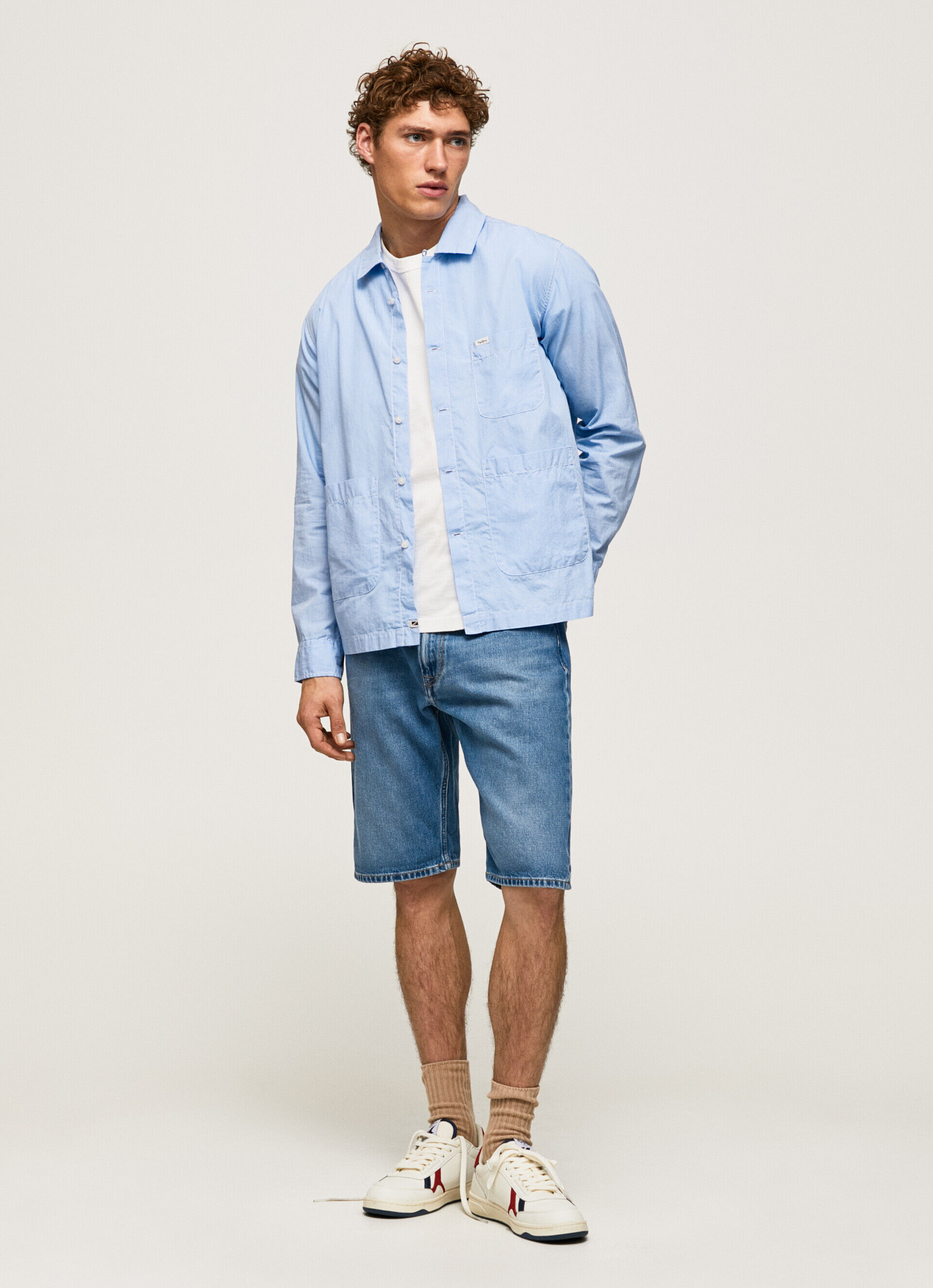 CAMISA FIL A FIL LAMBERT CORTE RETO - azul claro