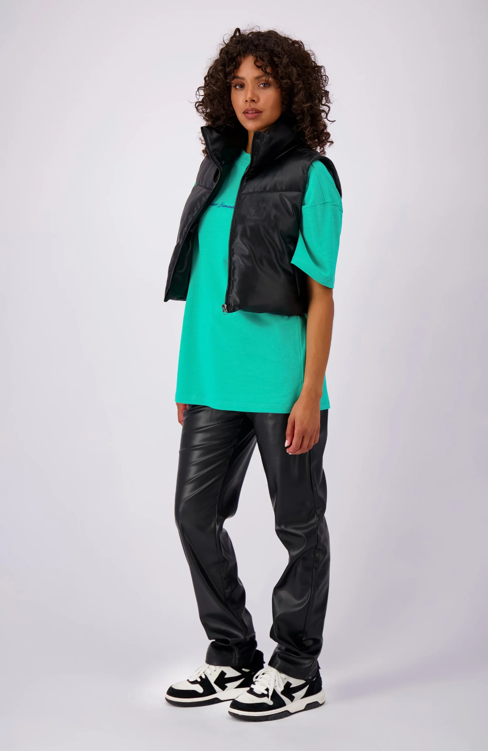 Black Bananas Faux Leather Bodywarmer Dames Zwart