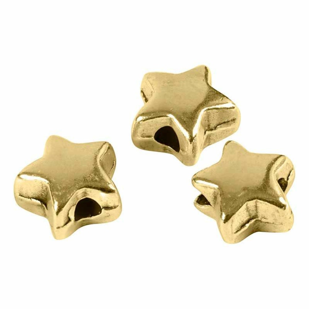 3 perles métalliques étoile 5 mm - doré
