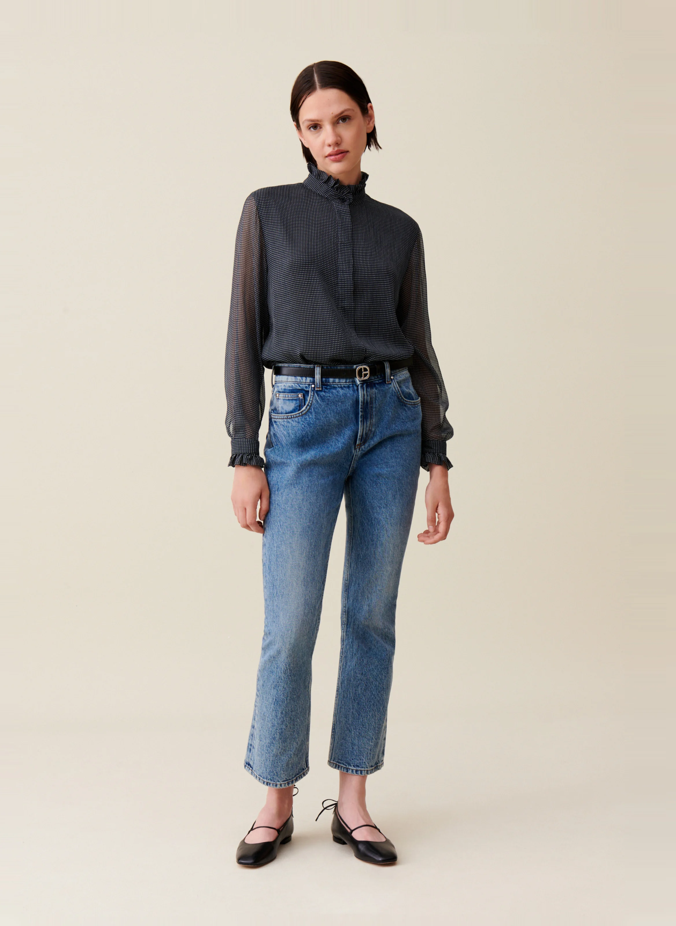 Chemise fluide à petits carreaux | Bleu