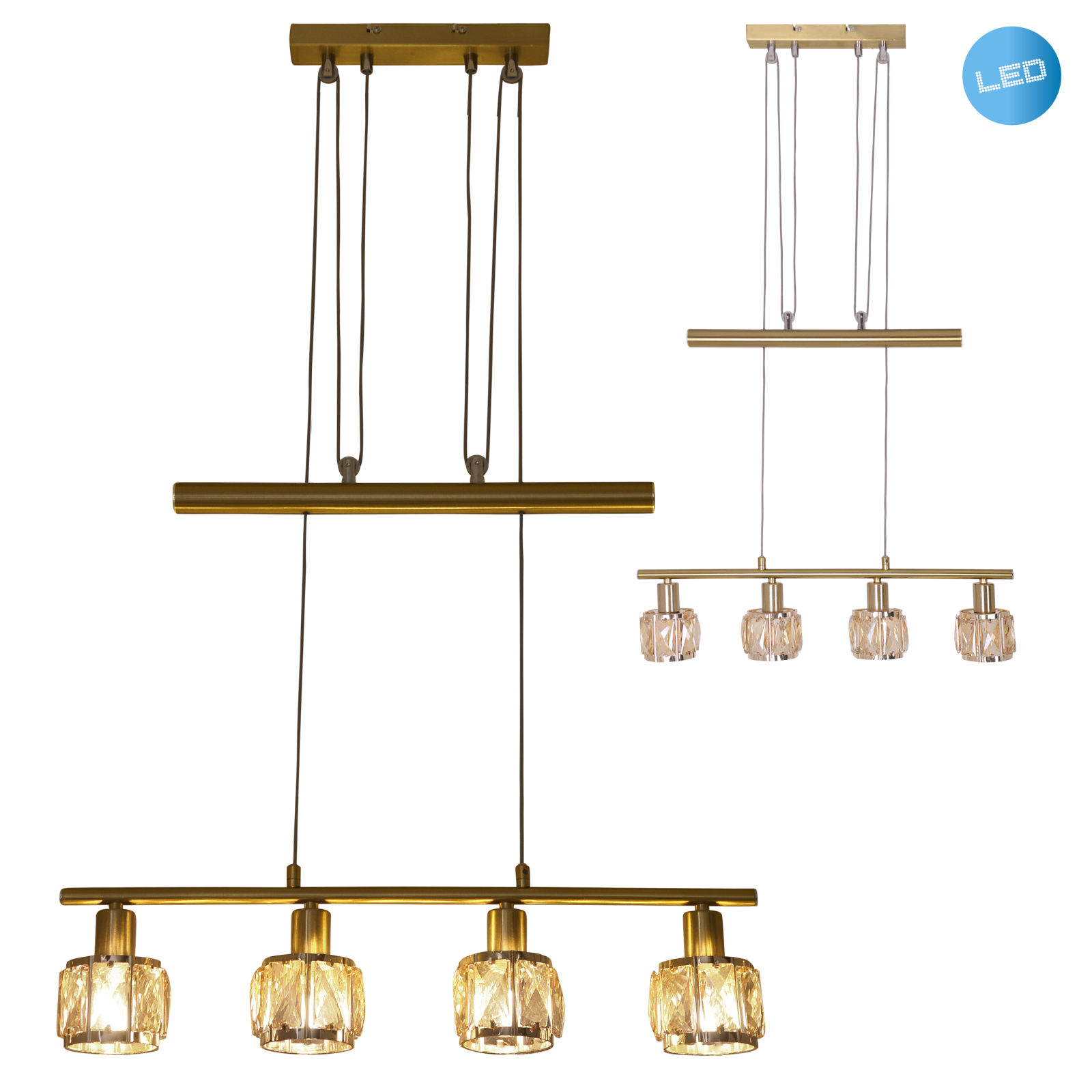 LED-Gegenzugpendelleuchte JOSEFA - gold - 100 cm hoch