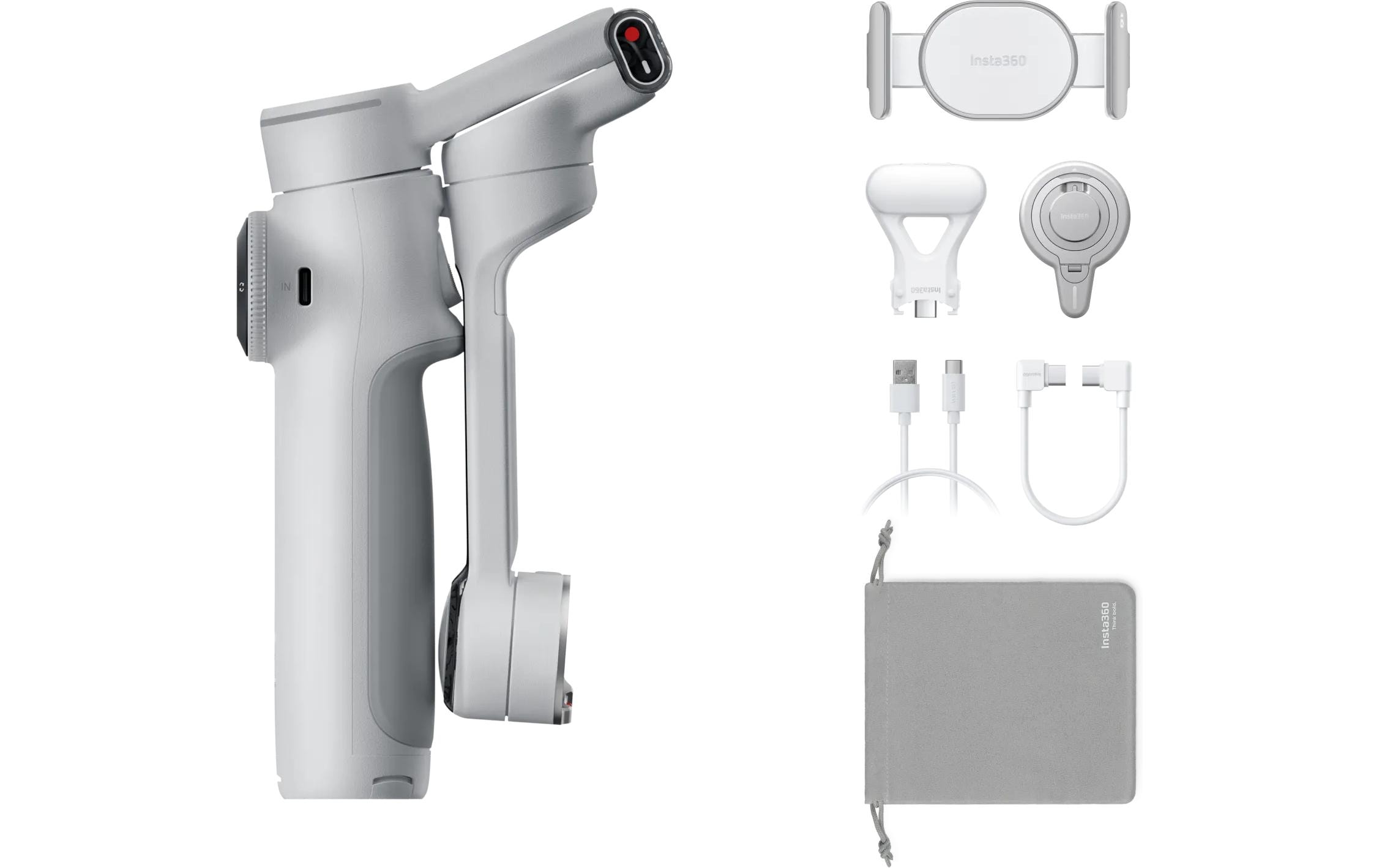 Gimbal Flow 2 Pro Creator-Paket Grau<br>Ultimativer Kl-Tracking-Stabilisator mit Spotlight, magnetischer Handyhalterung und USB-C-Ladekabel