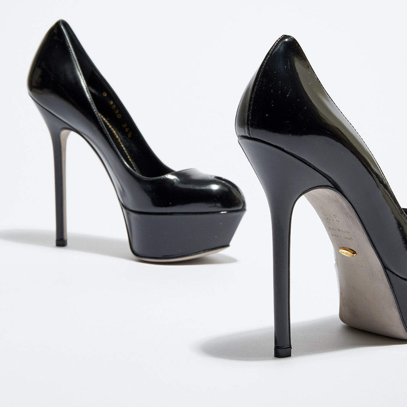 Sergio Rossi Escarpins en Cuir vernis Vit open-toe noirs Talon 13 cm