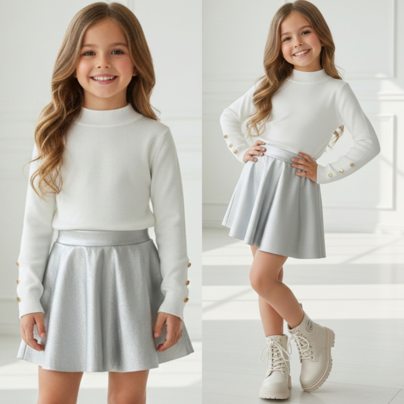 Shiny vibes skirt - zilver