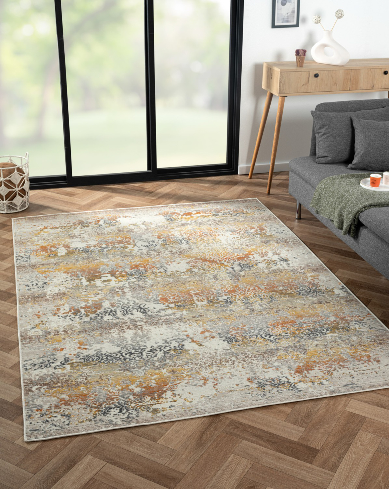 Teppich AURORA 2 - anthrazit-orange-grau - 170x240 cm