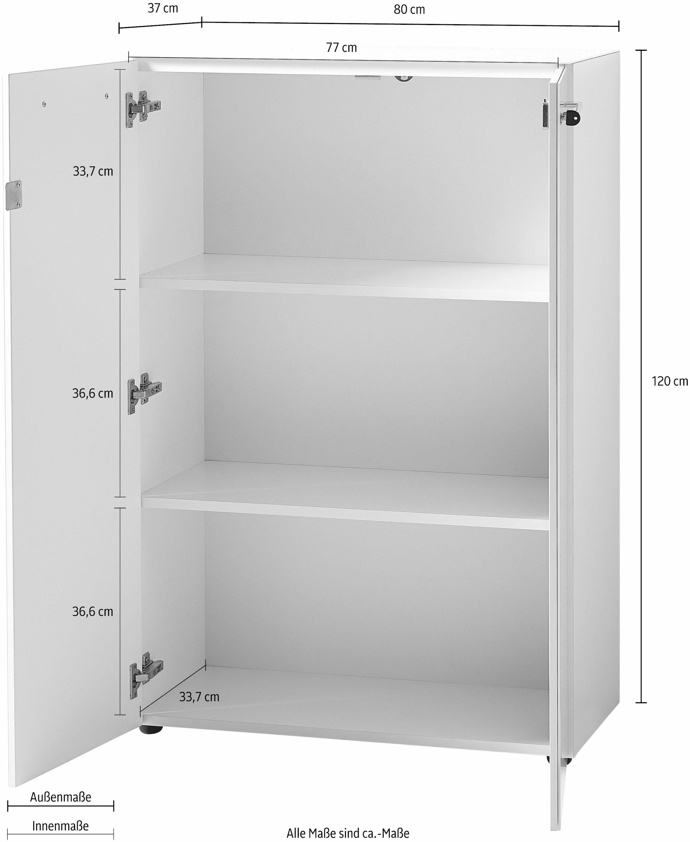 GERMANIA Aktenschrank »GW-Monteria« in 2 Höhen,  Türen mit Glas-Auflage, abschliessbar, Breite 80 cm, Made in Germany