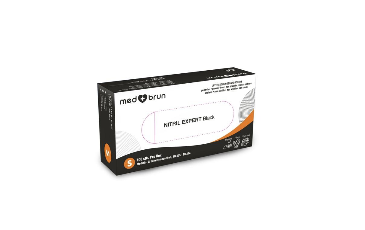 Nitril Expert XS, Schwarz, 100 StkEinweg Medizin- und Schutzhandschuh