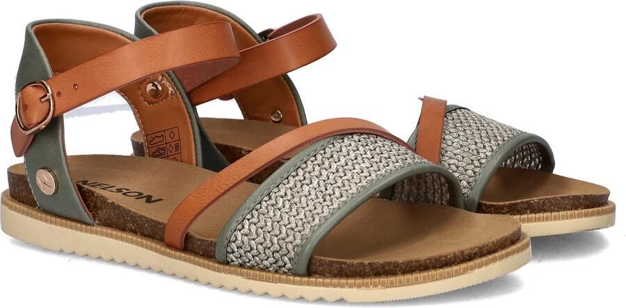 Nelson imitatieleren sandalen cognac groen