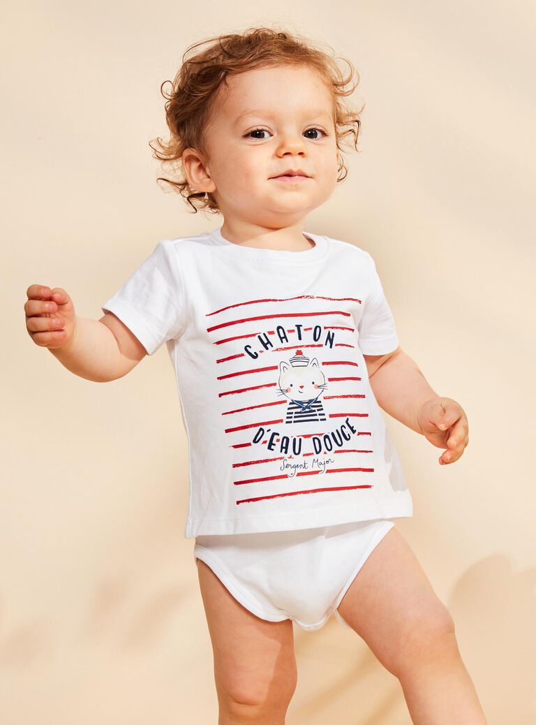 Body T-shirt écru en jersey