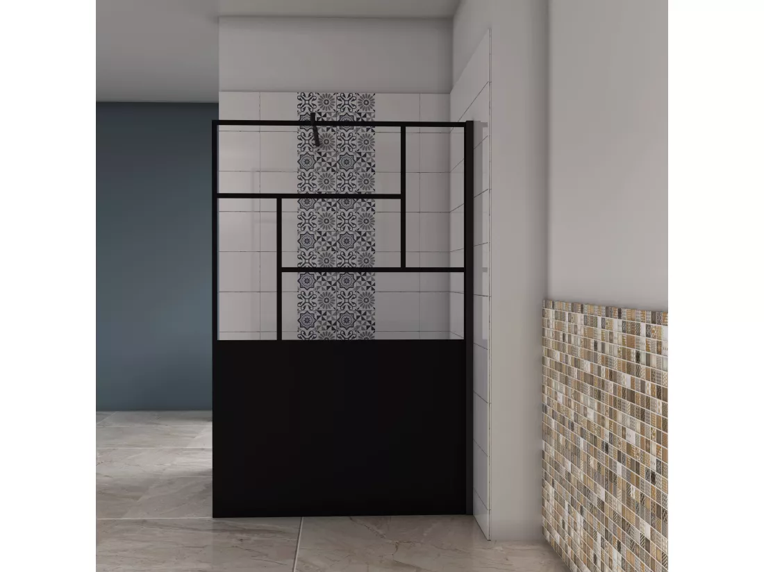 AICA paroi de douche 100x200cm,Paroi douche italienne industrielle,avec une barre de fixation extensible ronde,Conception et intimité