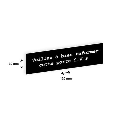 Plaque boîte à lettres personnalisée avec votre texte - 120 x 30 mm - noire - adhésivée prête à poser