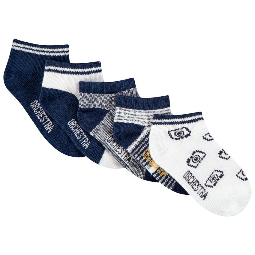 Lot de 5 paires de chaussettes courtes pour bébé garçon - Bleu marine